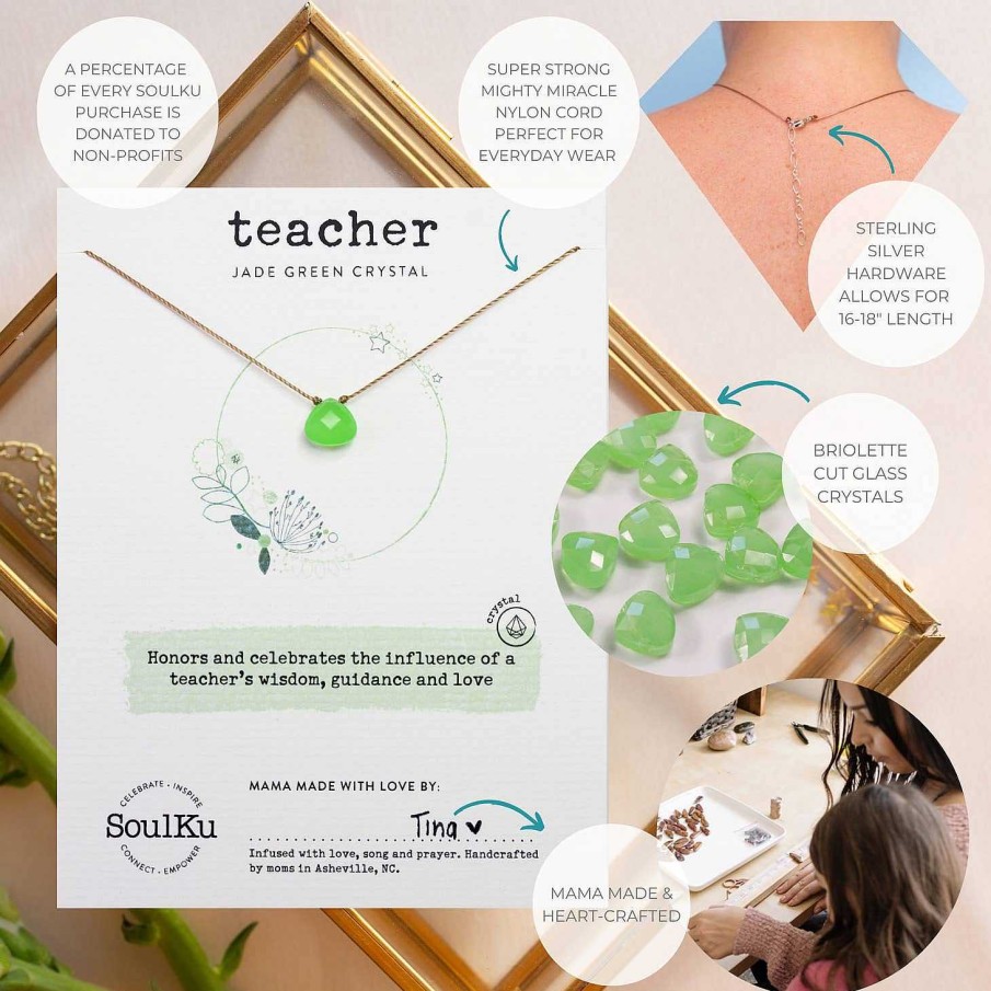 Jewelry Soulku | Soulku Teacher Green Crystal Necklace