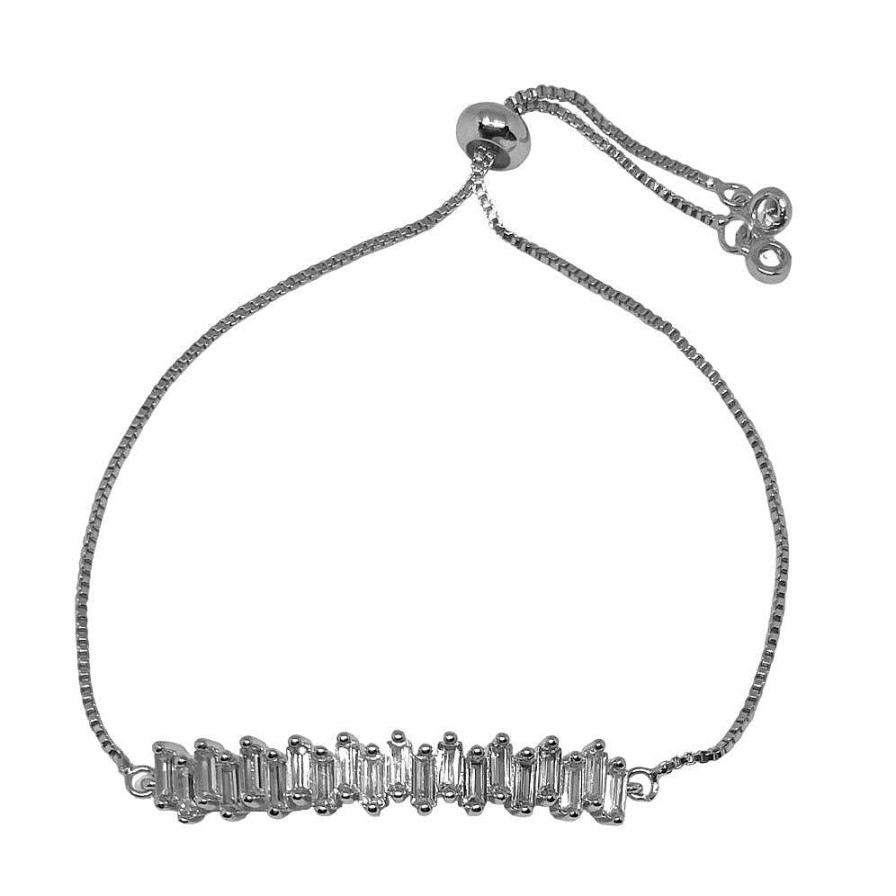 Jewelry Nikki Smith Designs | Silver Diamond Bar Adjustable Bracelets