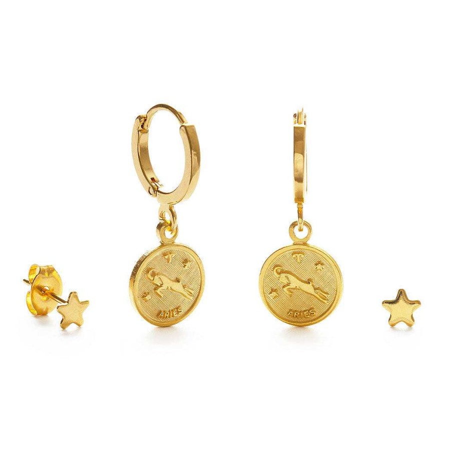 Jewelry Amano Studio | Zodiac Huggies & Star Stud Earring Set