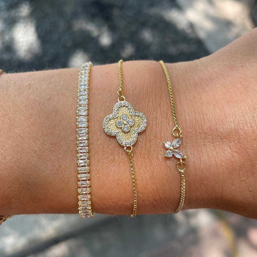 Jewelry Nikki Smith Designs | Baguette Adjustable Crystal Bracelet