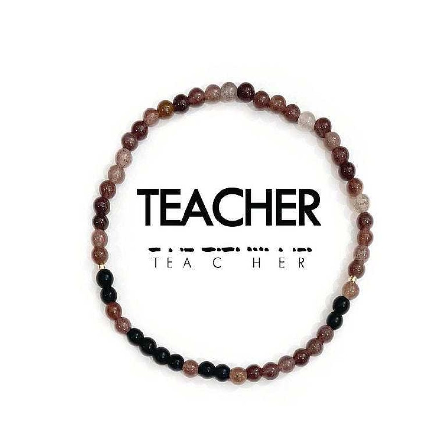 Jewelry Ethic Goods | Men'S Morse Code Bracelet - Teacher Taupe Quartz