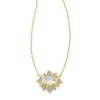 Jewelry Kendra Scott | Grayson Gold Sunburst Frame Short Pendant Necklace In Iridescent Opalite Illusion