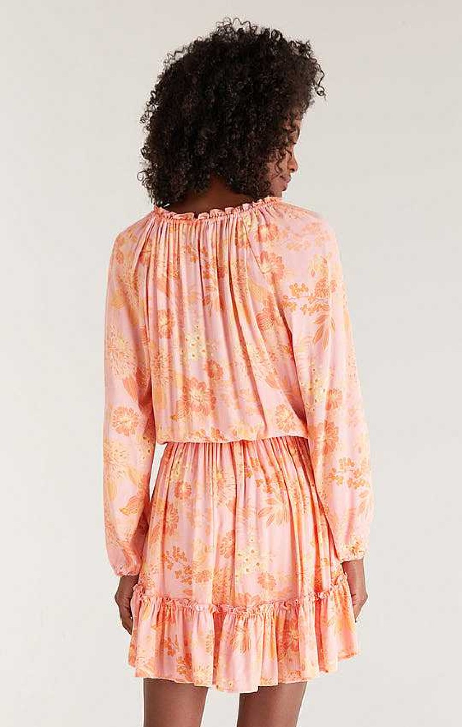 Apparel Z Supply | Montecito Floral Dress In Sunkist Coral