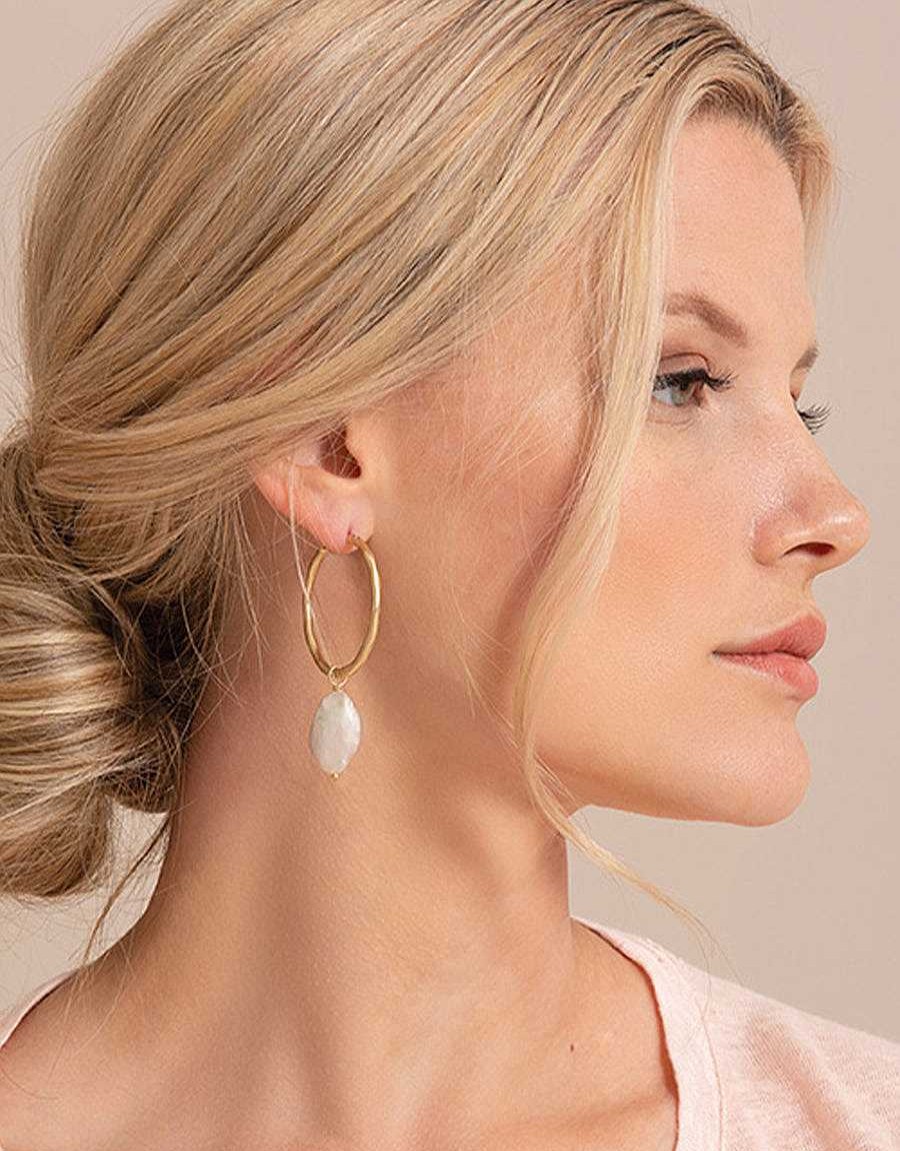 Jewelry Spartina 449 | Pearl Drop Hoop Earrings