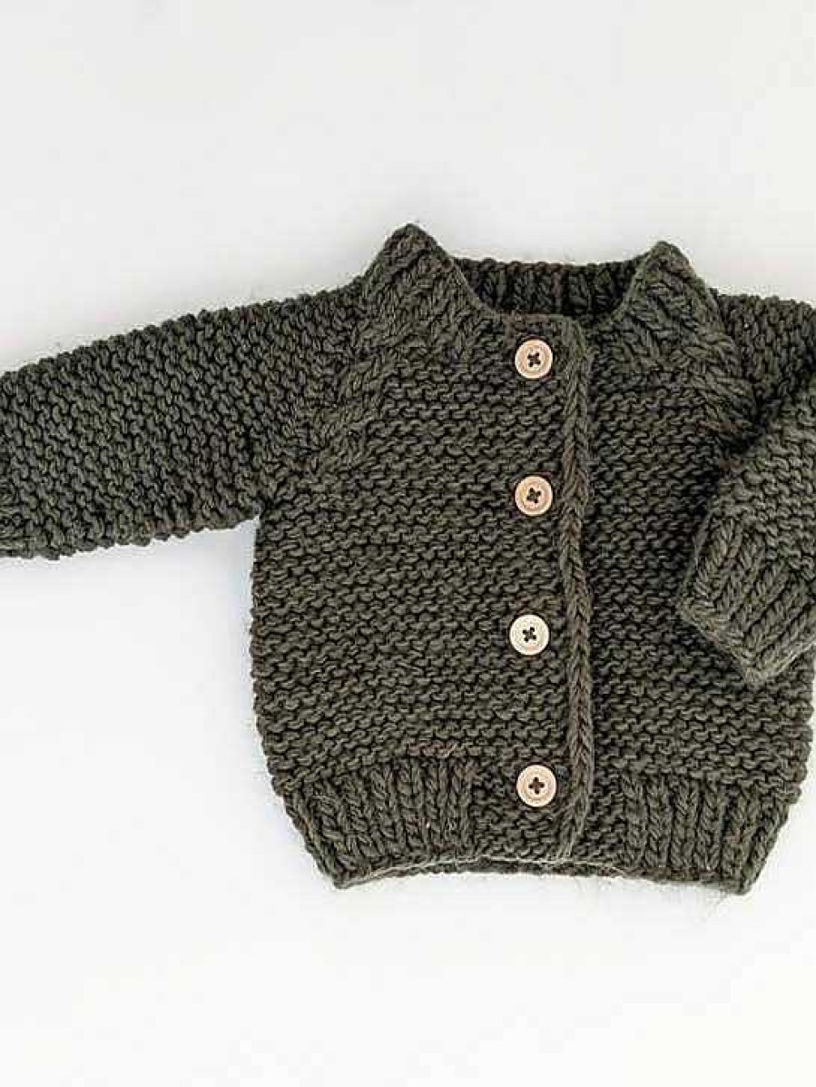 Home & Gifts Huggalugs | Baby Garter Stitch Sweater - Loden Green