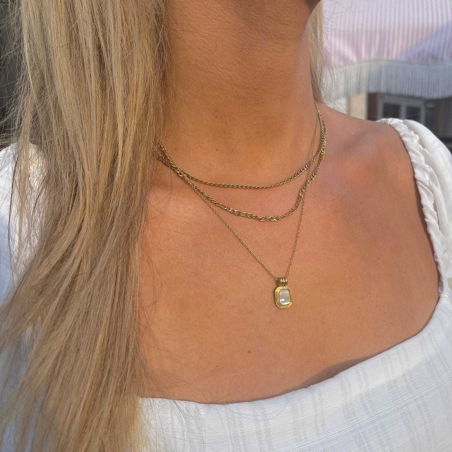 Jewelry Nikki Smith Designs | White Shell Double Chain Waterproof Necklace