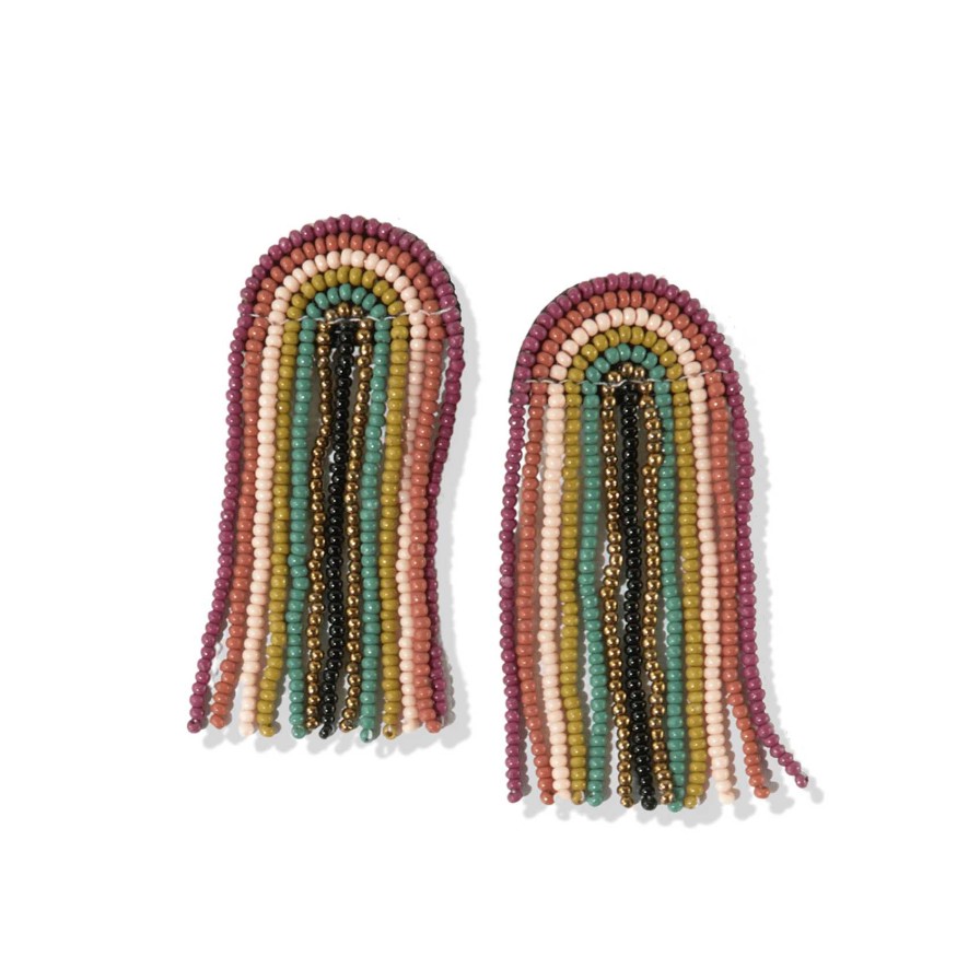 Jewelry Ink + Alloy | Skylar Rainbow Stripe Fringe Earrings