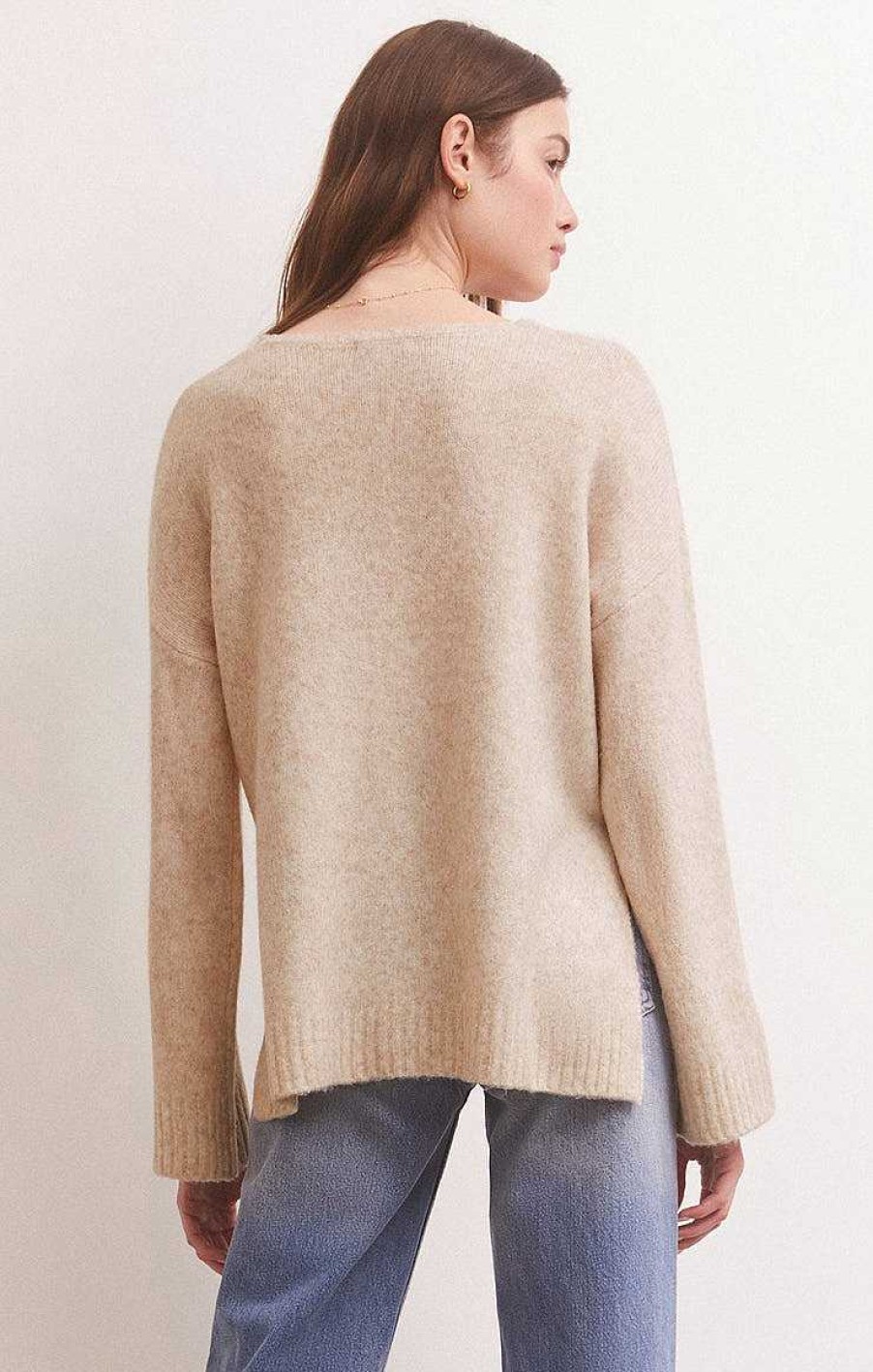 Apparel Z Supply | Modern V-Neck Sweater In Light Oatmeal Heather