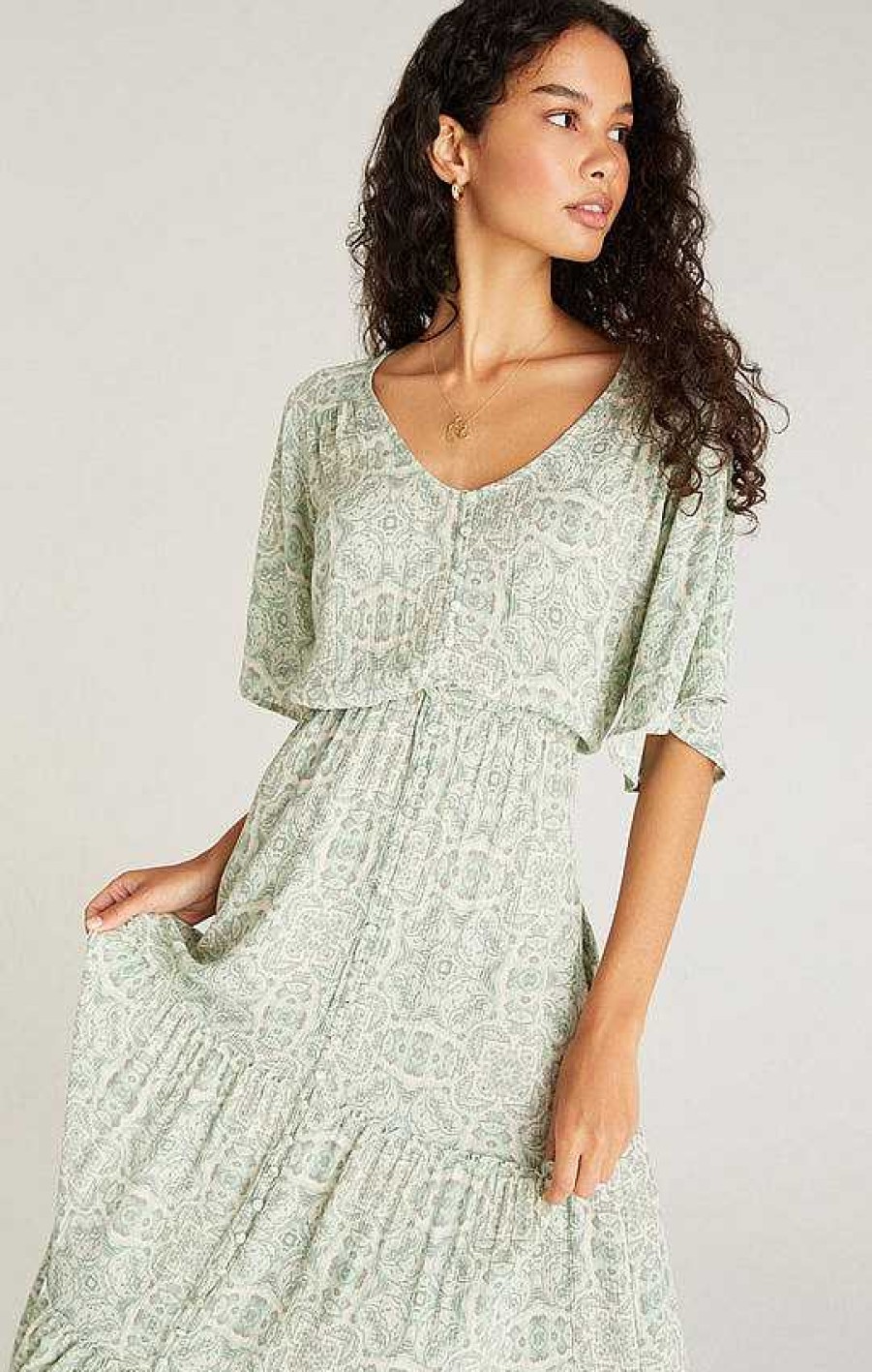 Apparel Z Supply | Shanna Medallion Midi Dress In Tropical Teal