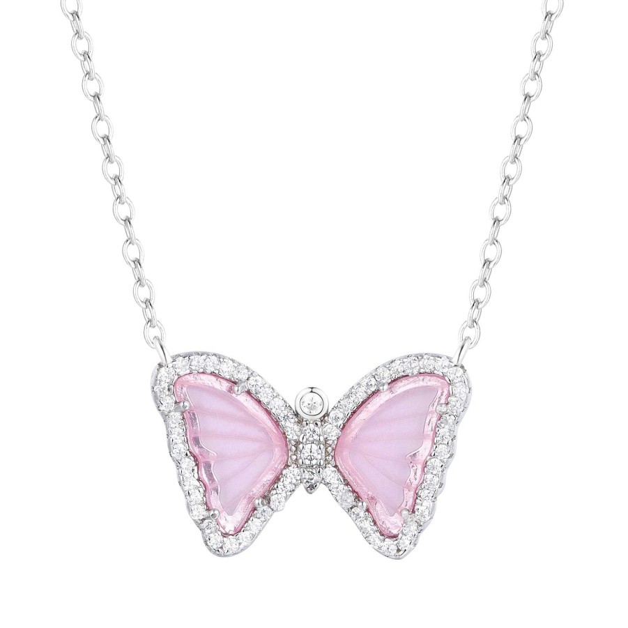 Jewelry Kamaria | Kamaria Mini Butterfly Necklace - Light Pink