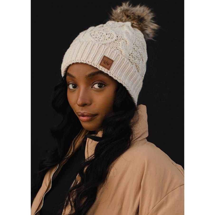 Accessories Panache | Winter Chill Cable Knit Pom Hat