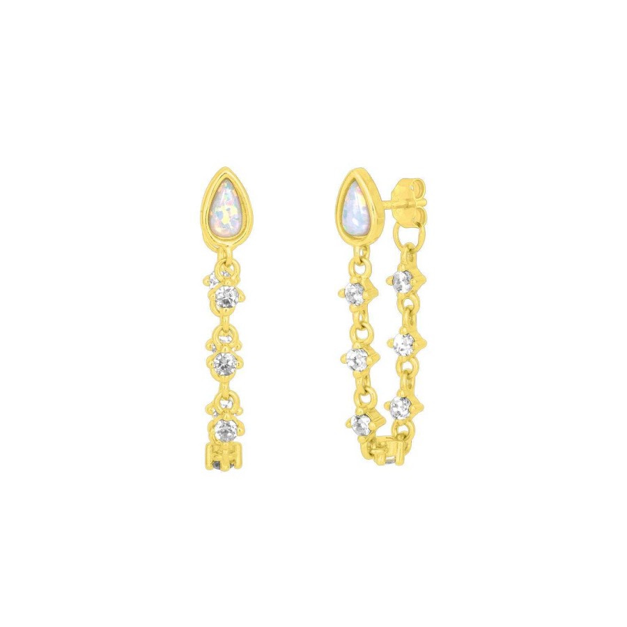 Jewelry F.Y.B. | Etta Opal Chain Earrings - Gold