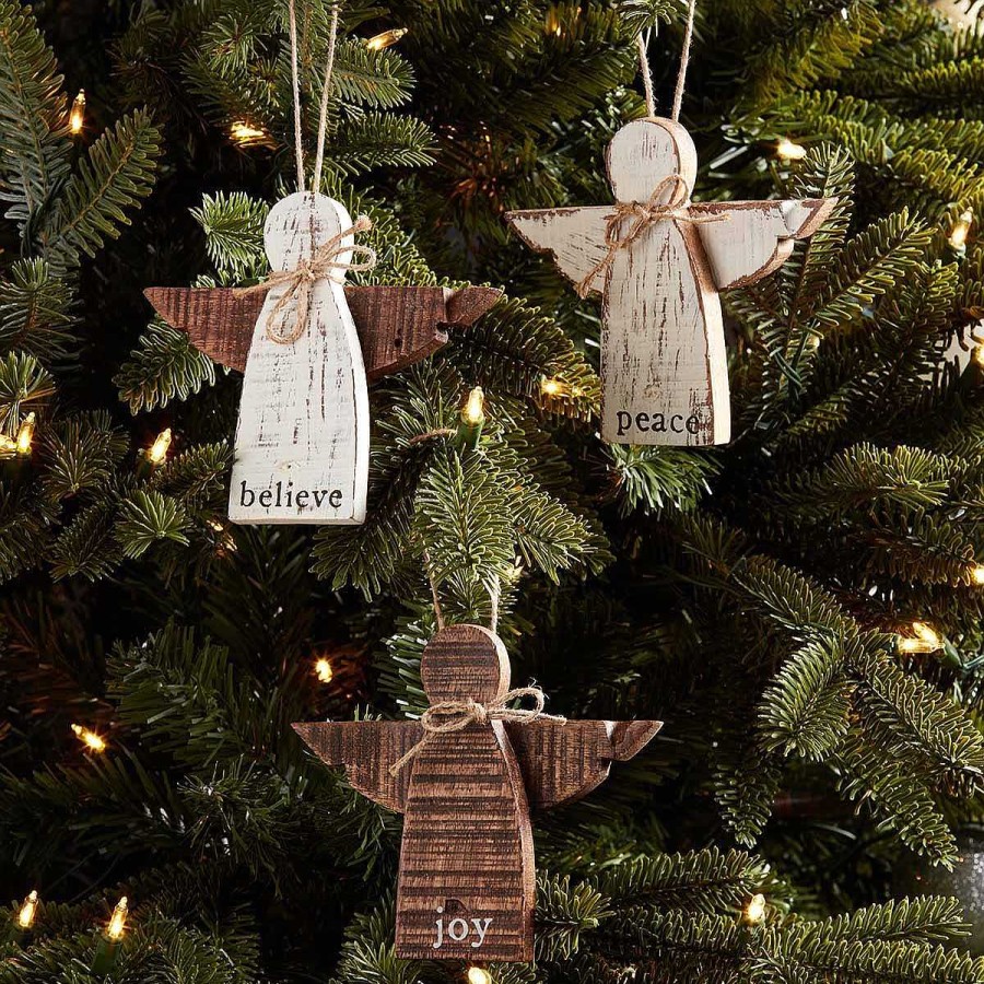 Home & Gifts Mudpie | Natural Wood Angel Ornament