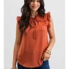 Apparel Blu Pepper | Sienna Ruffled Collar Sleeveless Top