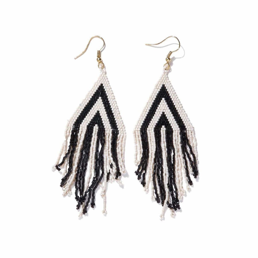 Jewelry Ink + Alloy | Haley Triangle Beaded Fringe Earrings Black